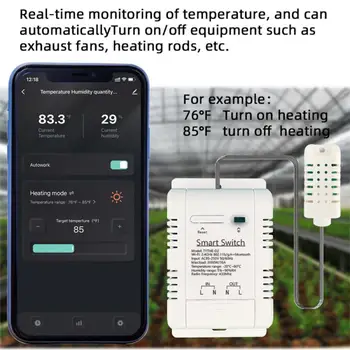 Sasha Smart TH16 3000 W 16A WiFi ключ Безжичен термостат за Мониторинг на температура и влажност с контрол на консумацията на енергия