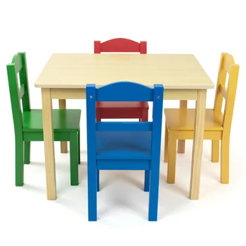Детска дървена маса и комплект от 4 стола за начално училище, естествено дърво /Primary Детска дървена маса и комплект от 4 стола за начално училище, естествено дърво /Primary 0