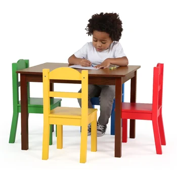 Детска дървена маса и комплект от 4 стола за начално училище, естествено дърво /Primary Детска дървена маса и комплект от 4 стола за начално училище, естествено дърво /Primary 5