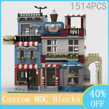 Горещи продажба MOC Строителни Блокове Street View Модел 31077 Модулна Сладкарница 31050 Креативни Детски играчки 