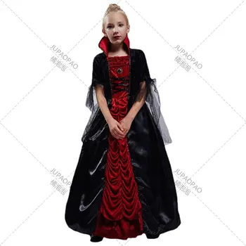 Хелоуин Малко Момиченце Черен Костюм Кралицата На Вампирите Грим Бал Ролева Костюм За Хелоуин Онлайн На Живо Представяне