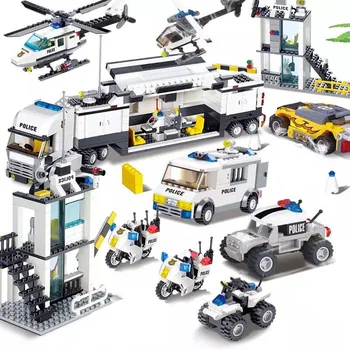 Градски полицай от специалните сили на Хеликоптер, камион, кола Brinquedos комплекти градивни елементи за Сглобяване на Творчески комплект тухли забавни играчки за деца
