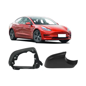 Долна капачка огледало лявата и дясната страна на вратата на колата с рамка в черен цвят за Tesla, модел 3 2017-2021