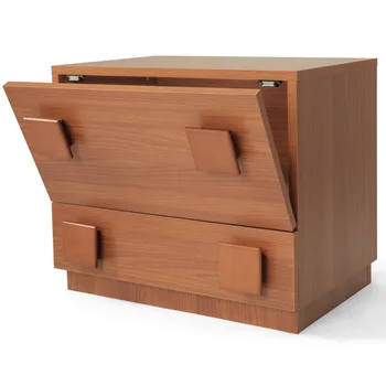 Модерен нощни шкафче средата на века от тиково дърво кафяв цвят за всекидневната, шкаф за съхранение