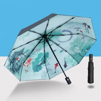 Креативен сгъваем автоматичен чадър от дъжд и слънце с двойна употреба в старинен стил, подаръци за мъже и жени, чадъри за плаж, туризъм Креативен сгъваем автоматичен чадър от дъжд и слънце с двойна употреба в старинен стил, подаръци за мъже и жени, чадъри за плаж, туризъм 3