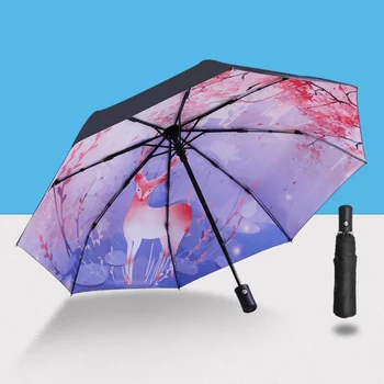 Креативен сгъваем автоматичен чадър от дъжд и слънце с двойна употреба в старинен стил, подаръци за мъже и жени, чадъри за плаж, туризъм Креативен сгъваем автоматичен чадър от дъжд и слънце с двойна употреба в старинен стил, подаръци за мъже и жени, чадъри за плаж, туризъм 4