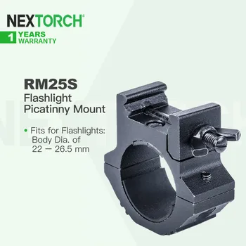 Тактическо планина за фенер Nextorch RM25S, съвместимо с фенер с диаметър 22-26, 5 мм и каишка Picatinny 20 мм за лов, EDC