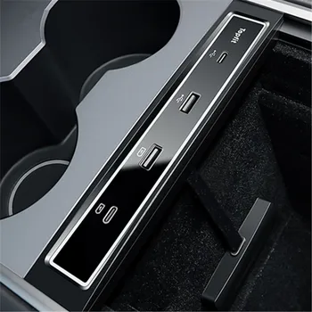 За модели 3, оригинално паркомясто, определяне на температурата и напрежението на автомобила, аксесоари за мобилен телефон, зарядно с два USB За модели 3, оригинално паркомясто, определяне на температурата и напрежението на автомобила, аксесоари за мобилен телефон, зарядно с два USB 3