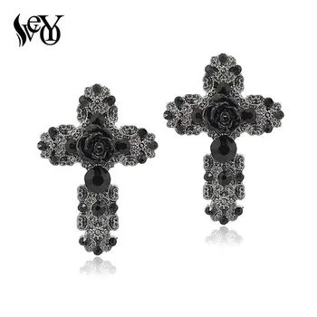 Реколта обеци-карамфил VEYO с кристали във формата на кръст, класически модни бижута високо качество
