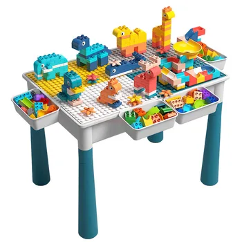 Детска маса за изграждане на блоковете, богат на функции събрание от големи топчета с кутия за съхранение, образователни играчки на 3-6 години